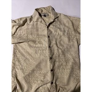 TOMMY BAHAMA M MEN’S S/S SILK CAMP SHIRT YELLOW HAWAIIAN PRINT RELAXED FIT